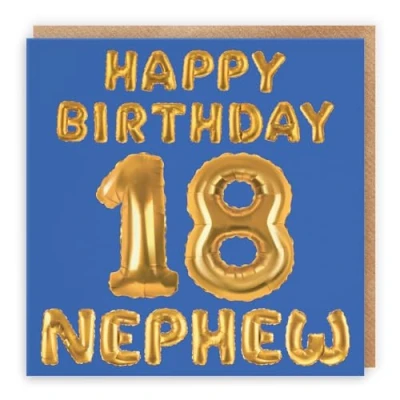 Image of Hunts England Large Nephew 18th Birthday Card Happy 18 Balloon Collection 210 x mm Age