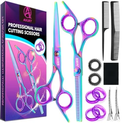 Image of Hairdressing Scissors Hair Thinning Scissors, 6.7Hair and Barber Professional Cutting Kit, Stainless Steel Shears for Barber, Salon, Women, Home, Men