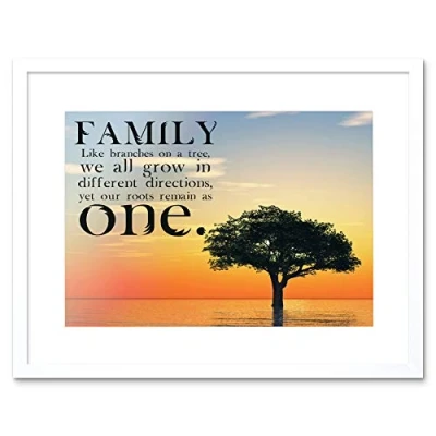 Image of Wee Blue Coo Quote Family Roots Branches Sunset Framed Wall Art Print