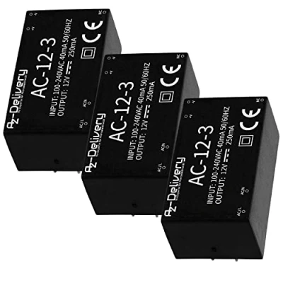 Image of AZDelivery 3 x 220V to 12V Mini Power Supply Module compatible with Raspberry Pi