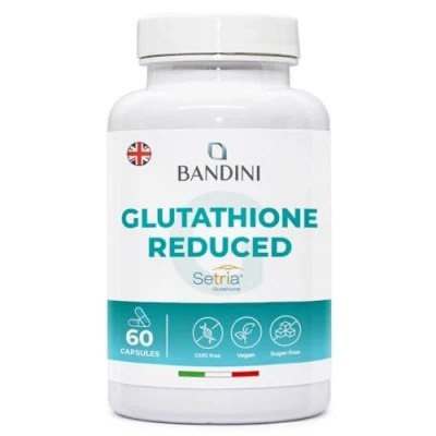 Image of Bandini® High Strength Glutathione Reduced 250mg per Capsule L Setria® Supplement Powerful Antioxidant 10x Better Absorption, Vegan, Gluten Free, GMO Kosher 60 Capsules