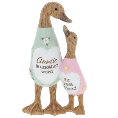 Image of Shudehill Giftware Daisy Message Cute Resin Wooden look Duck Ornament Mum, Nan, Friends, Family and More Sentimental Messages, Gift Ideas For Her (Auntie)