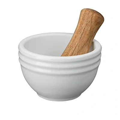 Image of Denby James Martin Cook Pestle &amp; Mortar,Yellow,Weight: 450g, Length: 12.5cm, Width: Depth: 8cm, Capacity: 590ml