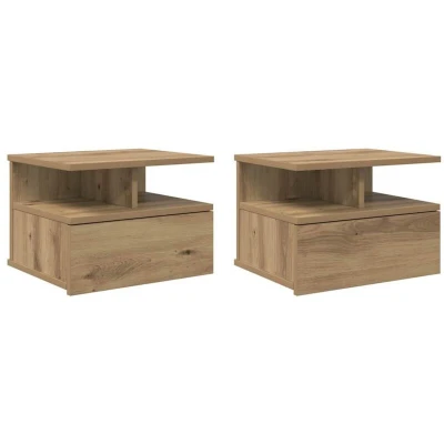 Image of vidaXL Floating Nightstands 2 pcs Artisan Oak 40x31x27 cm Engineered Wood