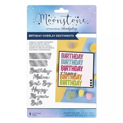 Image of Hunkydory Moonstone Birthday Overlay Sentiments Die Set MSTONE943