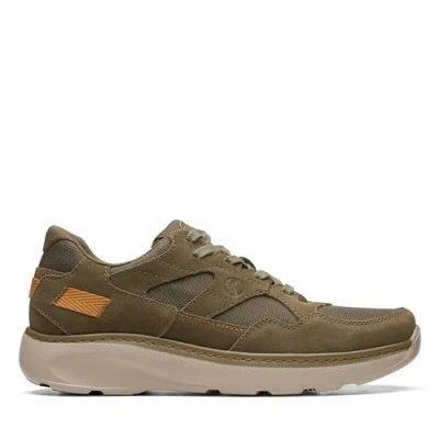 Image of Clarks Men&#039;s Chartlite Goal Sneaker, Dark Olive Combi, 9 UK