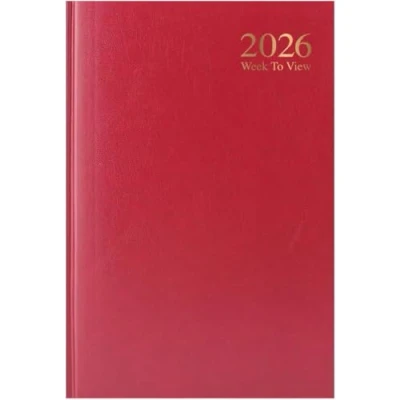Image of 2025 A5 week to view page hardback diary (Red)