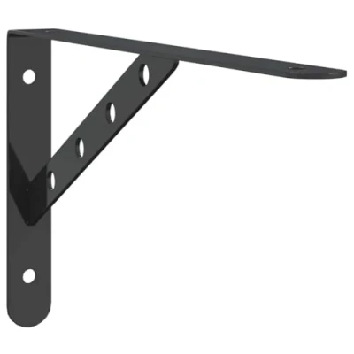 Image of vidaXL Shelf Brackets 4 pcs 30x2.5x15.5 cm Black Stainless Steel