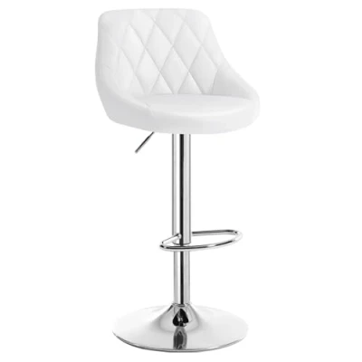 Image of WOLTU Bar Stool White Chair Breakfast Dining for Kitchen Island Counter Leatherette Exterior, Adjustable Swivel Gas Lift, Steel Footrest &amp; Base