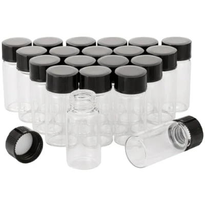 Image of Pxyelec Clear Empty Sampling Sample Vials Glass Bottles Screwcap Capacity 5ml (1/6 Oz) Pack of 20