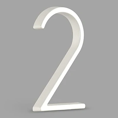 Image of HASWARE Floating House Number Sign: 5 inch Modern Door Signage Striking for Street Home Address Numerals (2, White)