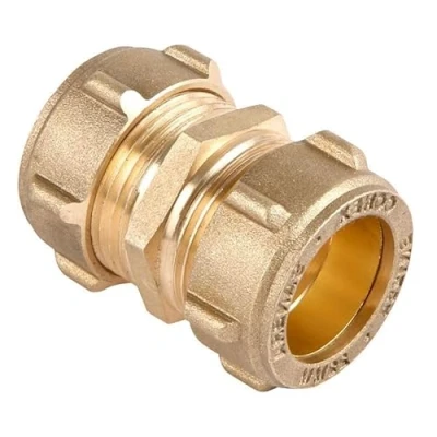 Image of Pack of 2 8mm Brass Compression Coupling (Known as Pipe Fittings / Copper Also Available in 8mm, 10mm, 12mm, 15mm, 22mm, 28mm, 35mm, 42mm and 54mm)