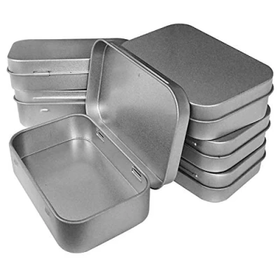 Image of Hulless 6pcs Metal Hinged Tin Box Container Mini Portable Small Storage Kit Container, with Lid, Craft Empty Box, Home 3.7x2.3x0.8 inch.