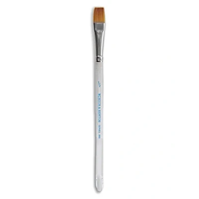 Image of Winsor &amp; Newton Series 995 Aquarelle Golden Nylon Short Handle Brush Flat Wash ½, Plastic, Nickel, ½