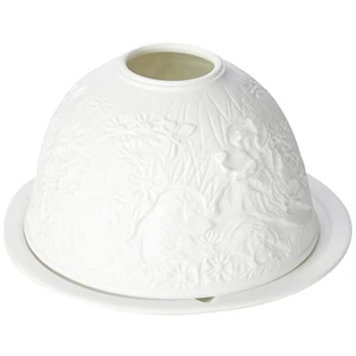 Image of Nordic Light Tealight Candle Holder, Set of Shade &amp; Plate, Puppies Living, Dining Room Table, Home Decor Accessories Porcelain, White Patterned, One Size