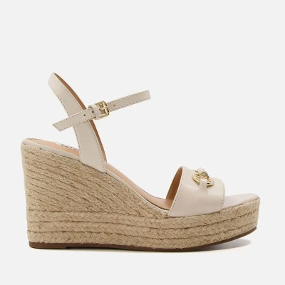 Image of Dune London Kai Gold Tone Leather Wedged sandals UK 7