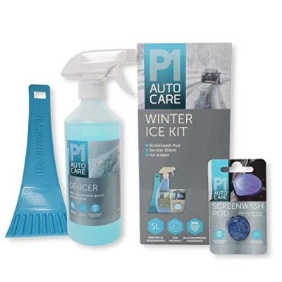 Image of R&amp;C Components Ltd Car Winter De Icer Kit 300ml Trigger Spray Icer, Ice Scraper, 5L Screenwash Tablet/Pod Nice Rasperry Smell
