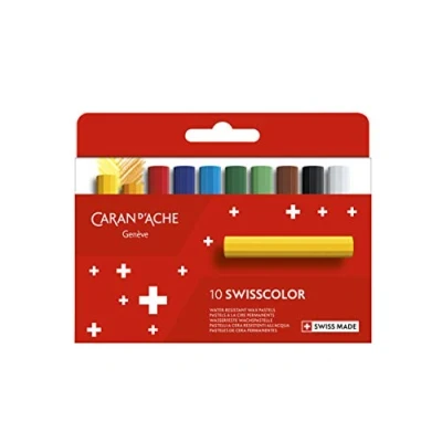 Image of Caran d&#039;Ache Swisscolor 7002.810 Waterproof Wax Pastel Colouring Pencils Pack of 10