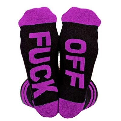 Image of Himozoo Unisex FUCK OFF Socks Funny Casual Cotton Ribbed Knit Half Crew Novelty Gifts for Women Men