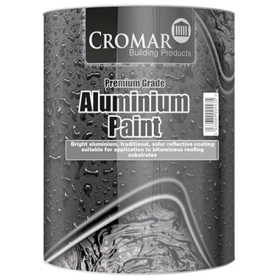 Image of ARA CHOICE CROMAR Aluminium Paint Contractors Grade Solar Reflective Coating for Bituminous Roofing Ideal Steel and Corrugated Iron Surfaces Bitumen Based 25L