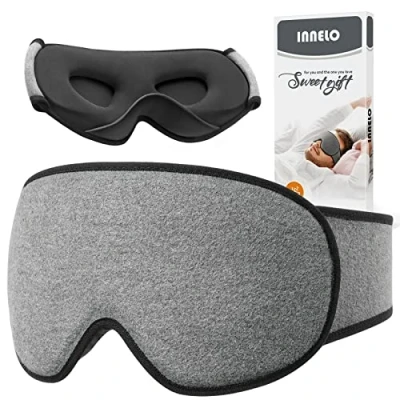Image of INNELO Cotton Sleep Eye Mask, Ultra Soft Breathable Natural Sleeping Mask with Adjustable Strap, Comfortable Wearing, for Men,Women and Kids, Travel, Nap Sleeping, Shift Work, Travel