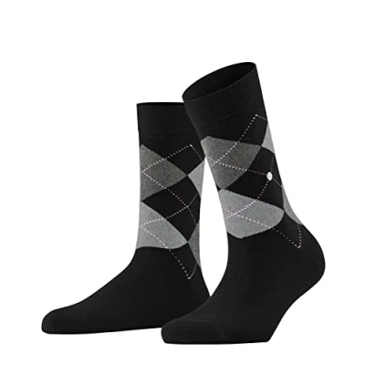 Image of Burlington Queen Rautenmuster Logoemblem Socks, Women&#039;s, Size: 3,5 7,5, Schwarz/grau/rosa