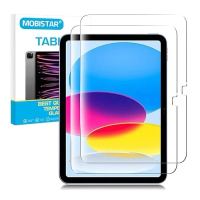 Image of MOBISTAR® Screen Protector for iPad 10 (10.9 Inch, 10th Generation, 2022 Model) Tempered Glass Film HD Clear Scratch Resistant, Support Pencil 2 Pack