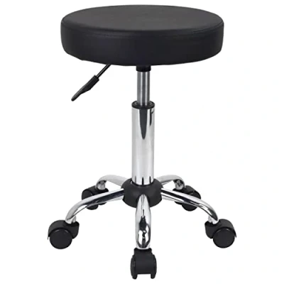 Image of FURWOO Multi Purpose Rolling Stool Round with Wheels for Spa Adjustable Drafting (Black)