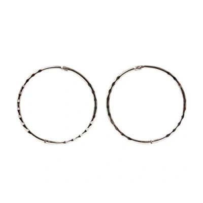 Image of Sterling Silver Diamond Cut Hinged Sleeper Earrings 19mm