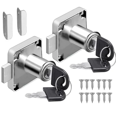 Image of Litensh Cam Lock 22mm, 2PCS Security Cabinet with Key Different Cupboard for Furniture Mailbox Drawer Household Office (2, 22MM)