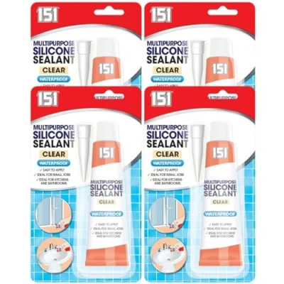 Image of Waterproof Silicone Sealant Multipurpose CLEAR x 4 70g Tubes