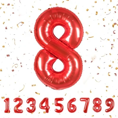 Image of Number 8 Balloons 8,Red Balloon 40 Inch Giant Helium Foil for Boys Girls Party Decor Birthday Anniversary Graduation Decorations Supplies