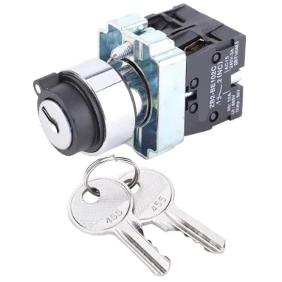Image of Key Switch + ZB2‑BE Self‑Reset Power Lock Impact Resistant Conversion Rotation Locking ZB2‑BE101 for Roll Up Doors Car Phone