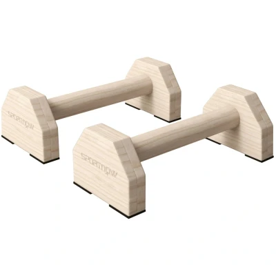 Image of SPORTNOW Push up Handles Wooden Parallettes Bars with Non Slip Base, Calisthenics Equipment for Home Gym Fitness Exercise