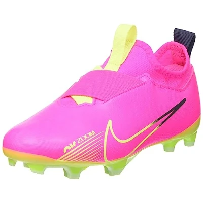Image of NIKE Zoom Vapor 15 Academy Fg/Mg Soccer Shoe, Pink Blast/Volt Gridiron, 2 UK