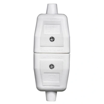 Image of Masterplug 3 Pin Heavy Duty Non Reversible Inline Rubber Connector White NC103W 01