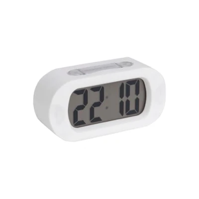 Image of Karlsson KA5753WH LCD Backlit Digital Alarm Clock Gummy Rubberized ABS White H7 x 5 14 cm, Silicone, 14x7x5 cm