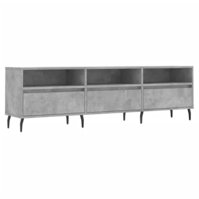 Image of vidaXL Engineered Wood TV Cabinet, Highly Resistant with Iron Legs, Ample Storage Space Concrete Grey Living Room Stand