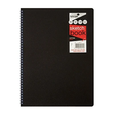 Image of Silvine A4 polypropylene cover art sketch book pad 50 sheets plain