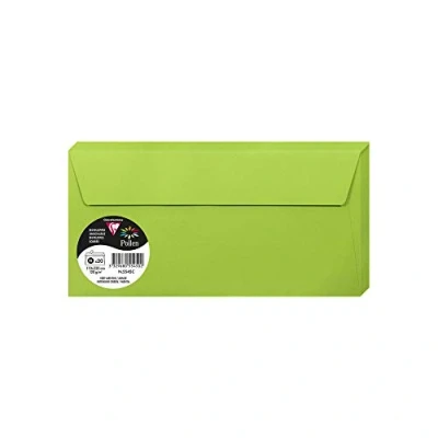 Image of Clairefontaine Ref 5545C Pollen Adhesive Envelopes (Pack of 20) DL Sized, 120gsm Paper, Printer Compatible, Acid Free, Strip for Easy Seal Intensive Green