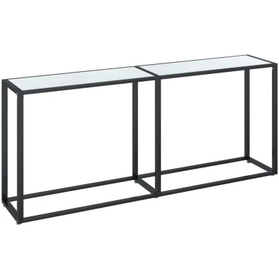 Image of vidaXL Console Table White Marble 180x35x75.5cm Tempered Glass