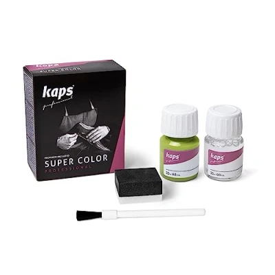 Image of Kaps Dye Super Color + Preparer (25 ml Each), Professional Leather for Natural Leather, Faux and Fabric, Nourishing Repairing Shoes (132 Green Island)