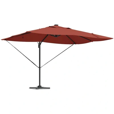 Image of vidaXL Cantilever Roma Parasol with LEDs Terracotta 352x251x265 cm Aluminium