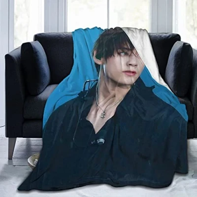 Image of LOUJIN Blanket Kim Actor Taehyung Super Soft Flannel Fleece Lightweight Throw Blankets Air Conditioning Couch Sofa Bedroom For Kids Adults 125CM X 100CM