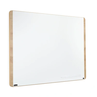 Image of Rocada Natural Whiteboard White Board Wooden Frame Dry Wipe Board, Magnetic and with Pen Tray Steel on Wood 100x150cm