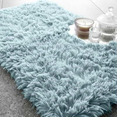 Image of Catherine Lansfield Cuddly Deep Pile Faux Fur 50x80cm Bath Mat Duck egg