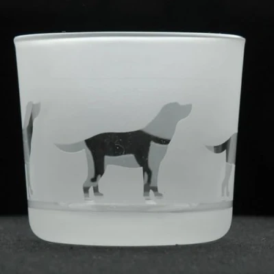 Image of Animo Glass Votive Tea Light Candle Holder Frosted Etched Holders with Labrador Retriever Design Clear Tealight Dog Lover Gifts for Women Mum Dad Birthday Gift