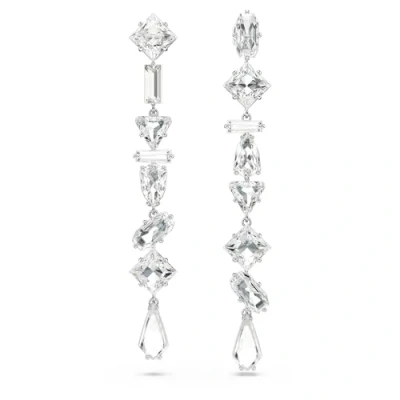 Image of Swarovski Mesmera Drop Earrings, White Mixed Cut Crystals in a Rhodium Plated Setting, from the Collection