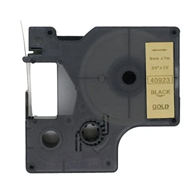 Image of Fassport 1 Pack Black on Gold Label Tape Compatible for DYMO D1 40923 9mm 3/8&quot;