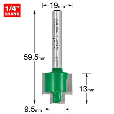 Image of Trend CraftPro Rebater Router Cutter Bit, 1/4 Inch Shank, 13mm Cut Length and 9.5/19mm Diameter, Tungsten Carbide Tipped, C231X1/4TC